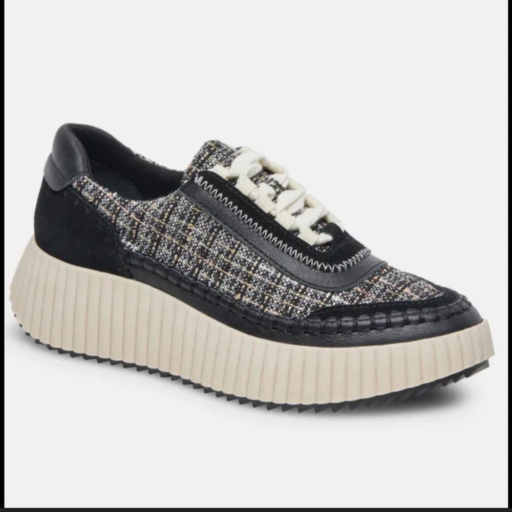 Dolce Vita Dolen Leather  & Crocheted Platform Sneakers Tennis Shoes Sz 6.5
